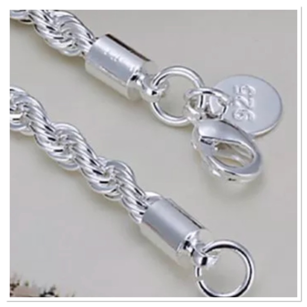 925 Stamped Sterling Silver Twisted Rope Bracelet - Picture 2 of 5
